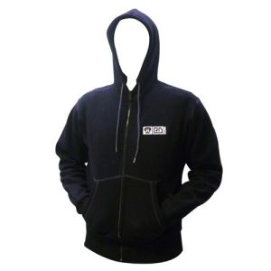 Fleece lined hooded zip jacket men black