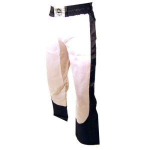 pantalon full contact a bandes stretch blanc noir