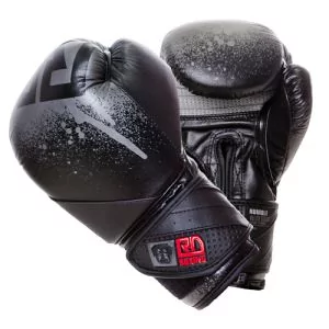 Gants De Boxe Rumble 12oz Cuir Ltd STENCIL Noir/Gris V5 RD BOXING