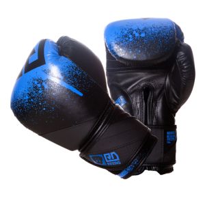 Gants de boxe rumble V5 CUIR Ltd STENCIL noir/bleu RD boxing