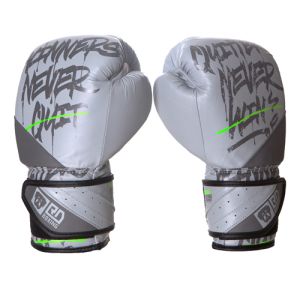 Gants De Boxe Rumble 12oz Cuir Ltd STATEMENT Gris/Vert Fluo V5 RD BOXING