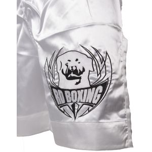 short kick boxing blanc logo noir