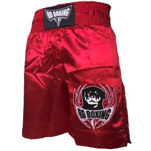 short kick boxing rouge logo noir et blanc