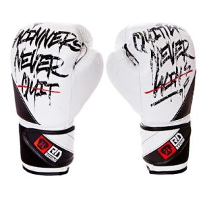 Gants de boxe Rumble V5 CUIR Ltd STATEMENT blanc/noir RD boxing