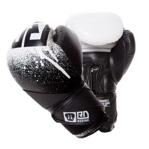 Gants de boxe rumble V5 CUIR Ltd STENCIL noir/blanc RD boxing