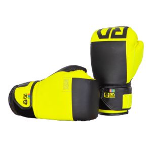 Gants de boxe rumble V6 CUIR BLOCK COLOR  jaune/noir RD boxing-10OZ