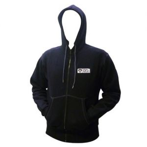 VESTE CAPUCHE ZIPPEE MOLETON HOMME, brodé logo RD BOXING dos et coeur, couleur noir, taille L. 