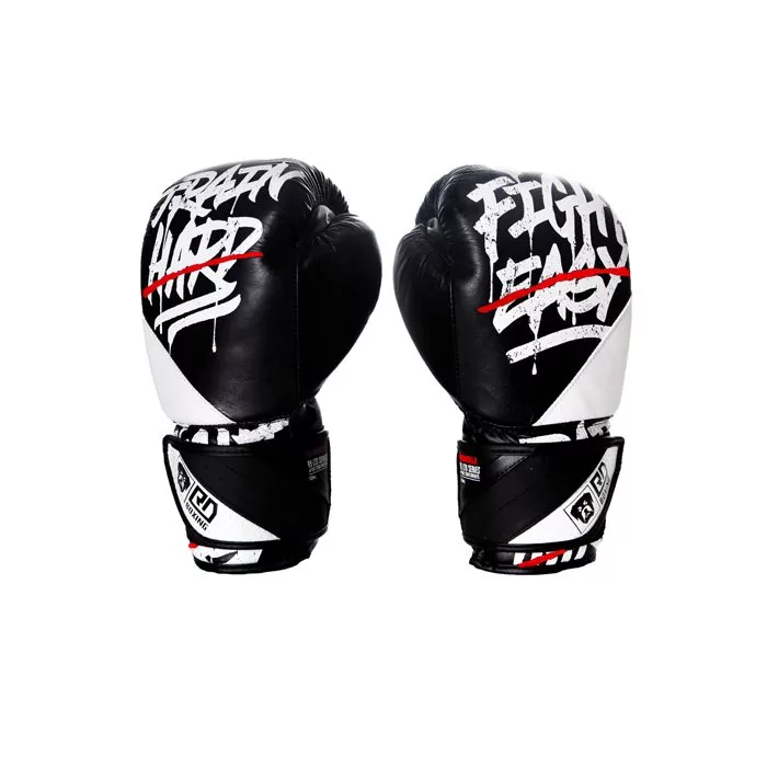 Gants De Boxe Rumble 12oz Cuir Ltd STATEMENT Noir/Blanc V5 RD BOXING