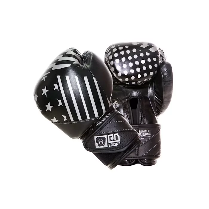 Gants De Boxe Rumble 12oz Cuir Ltd PMG Noir/Silver V5 RD BOXING
