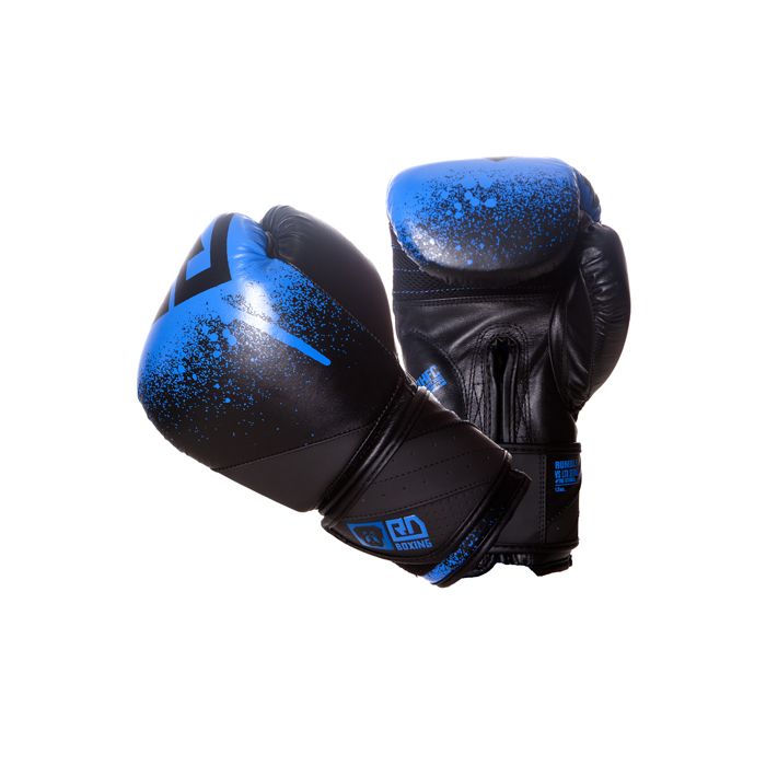 Gants de boxe rumble V5 CUIR Ltd STENCIL noir/bleu RD boxing