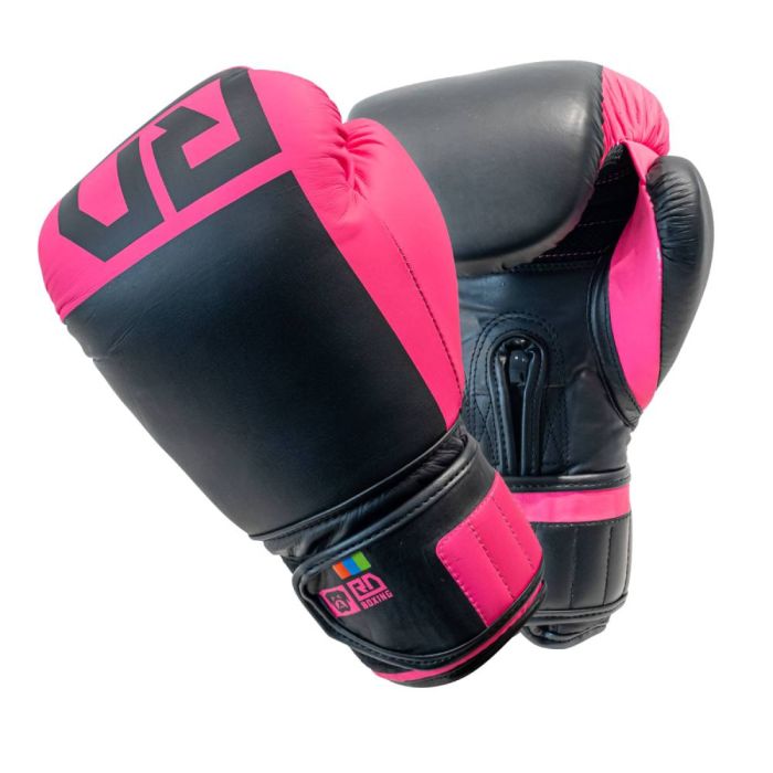 Gants De Boxe Rumble Cuir BLOCK COLOR Rose/Noir V6 RD BOXING