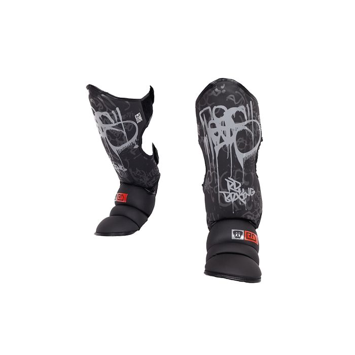 Shin/foot guard K1 / Muay Thaï HD V5 BLACK/ WHITE