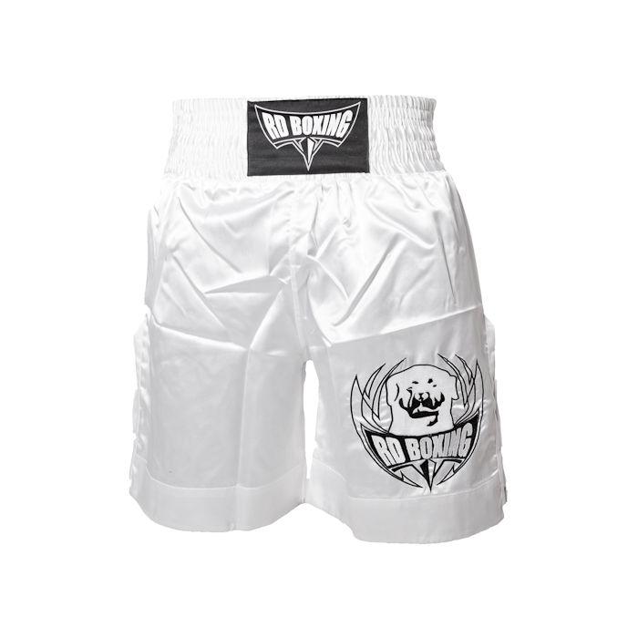 short kick boxing blanc logo noir