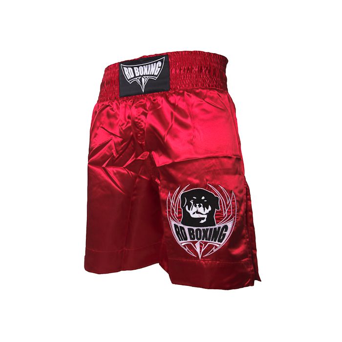 short kick boxing rouge logo noir et blanc