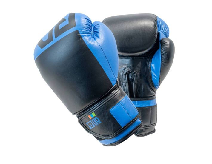 Gants De Boxe Rumble Cuir BLOCK COLOR Bleu/Noir V6 RD BOXING