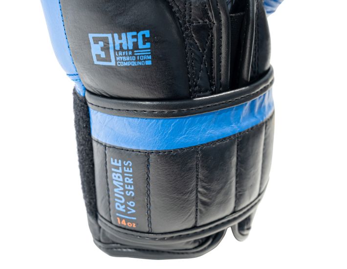 Gants De Boxe Rumble Cuir BLOCK COLOR Bleu/Noir V6 RD BOXING